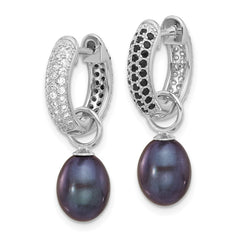 Rhodium-plated Silver 7-8mm FWC Pearl CZ Interchangeable Earrings