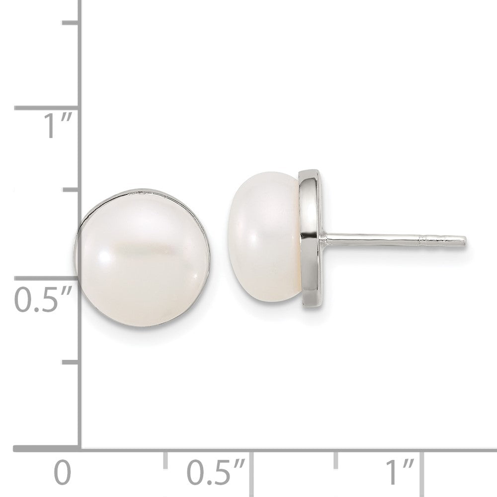 Sterling Silver Polished FWC Pearl Post Earrings