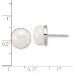 Sterling Silver Polished FWC Pearl Post Earrings