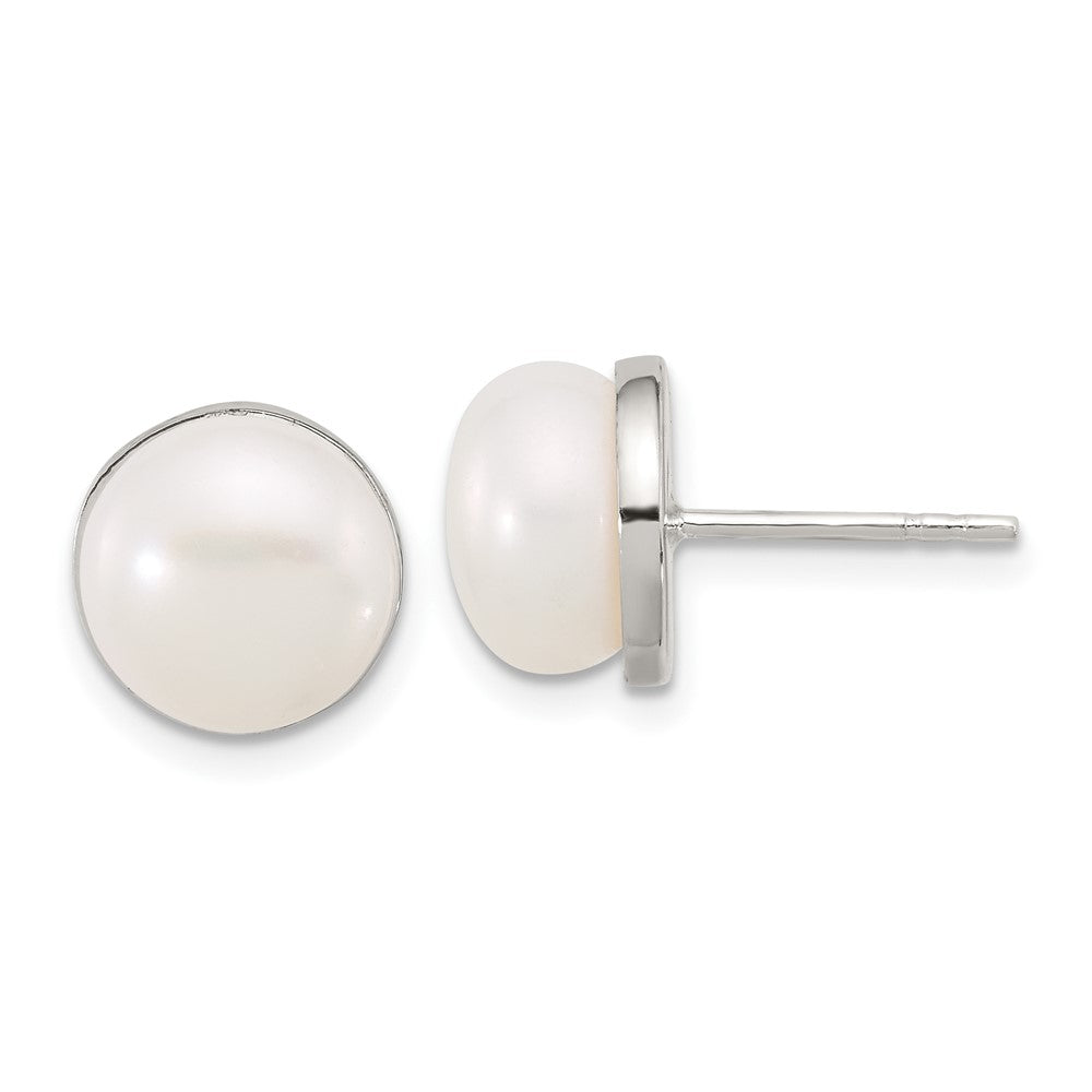 Sterling Silver Polished FWC Pearl Post Earrings