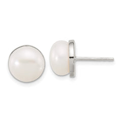Sterling Silver Polished FWC Pearl Post Earrings