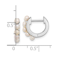 Rhodium-plated Sterling Silver 2.5-3mm FWC Pearl Hinged Hoop Earrings