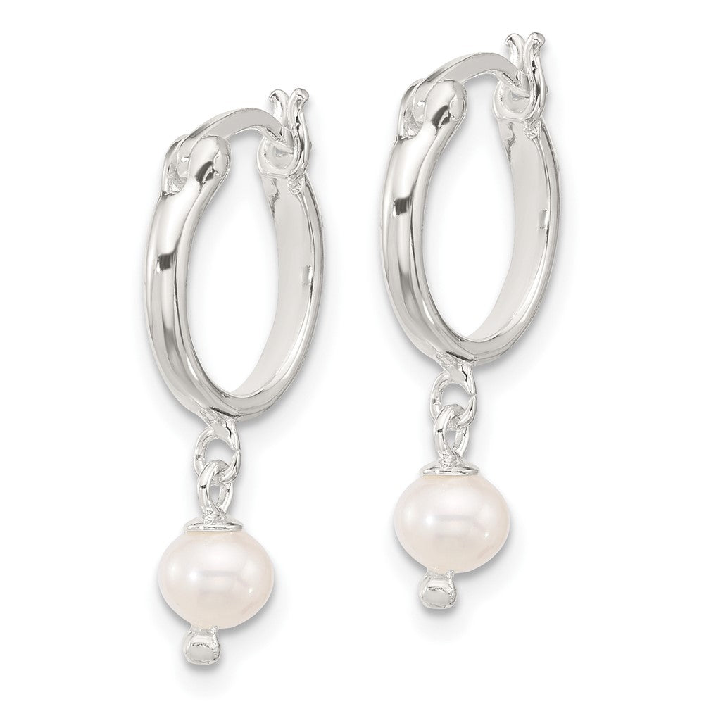 Sterling Silver Polished FWC Pearl Dangle Hoop Earrings