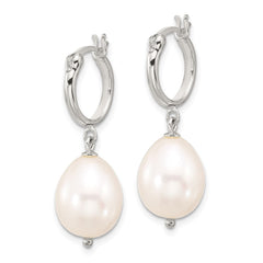 Sterling Silver Polished Teardrop FWC Pearl Hoop Earrings