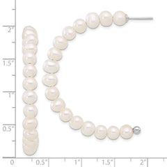 Rhodium-plated Sterling Silver 5-6mm FWC Pearl Post J Hoop Earrings