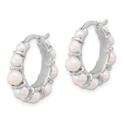 Rhodium-plated Sterling Silver 2-5mm FWC Pearl Hoop Earrings