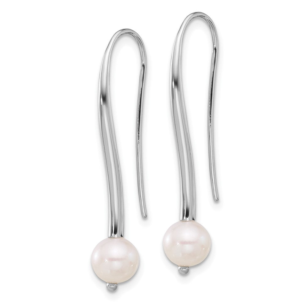 Rhodium-plated Sterling Silver FWC Pearl Drop Wire Earrings