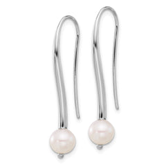 Rhodium-plated Sterling Silver FWC Pearl Drop Wire Earrings