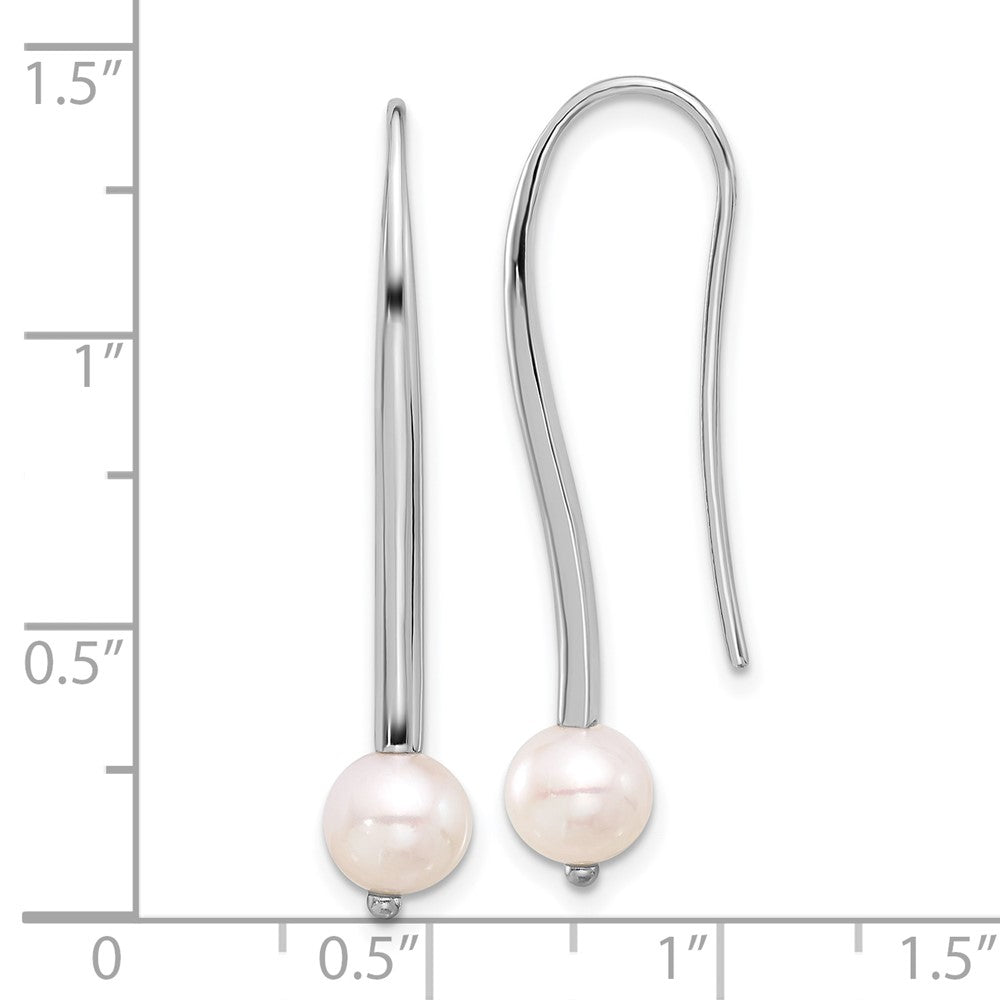 Rhodium-plated Sterling Silver FWC Pearl Drop Wire Earrings