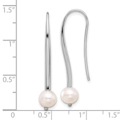 Rhodium-plated Sterling Silver FWC Pearl Drop Wire Earrings