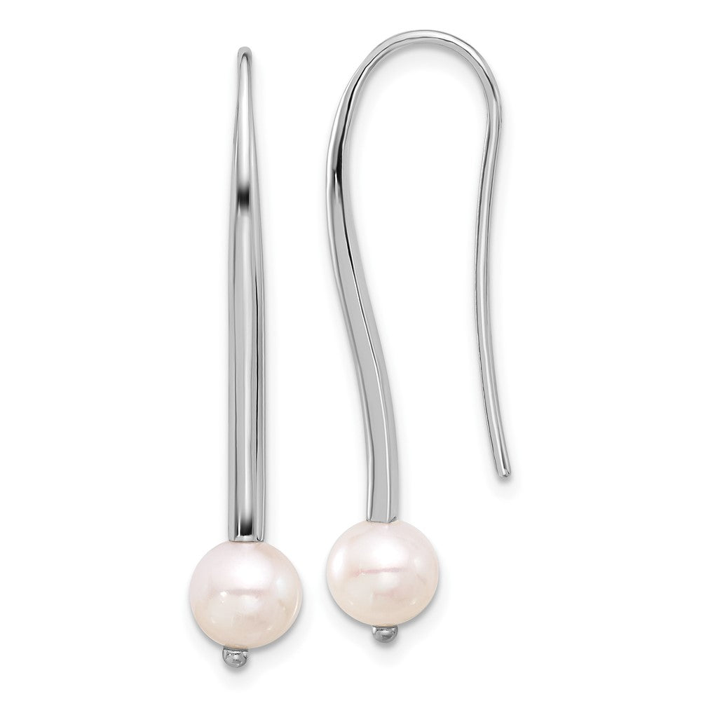 Rhodium-plated Sterling Silver FWC Pearl Drop Wire Earrings