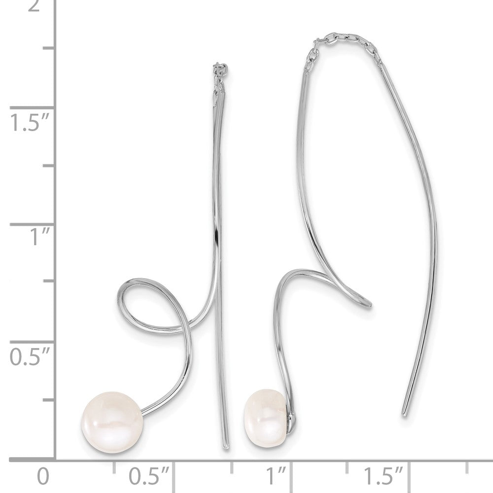 Rhodium-plated Silver 6-7mm FWC Pearl Twisted Threader Earrings