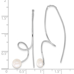 Rhodium-plated Silver 6-7mm FWC Pearl Twisted Threader Earrings