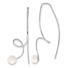 Rhodium-plated Silver 6-7mm FWC Pearl Twisted Threader Earrings