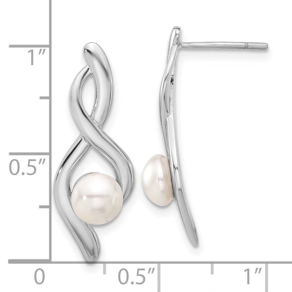 Sterling Silver Glass Pearl Post Dangle Earrings