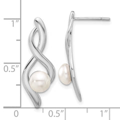 Sterling Silver Glass Pearl Post Dangle Earrings
