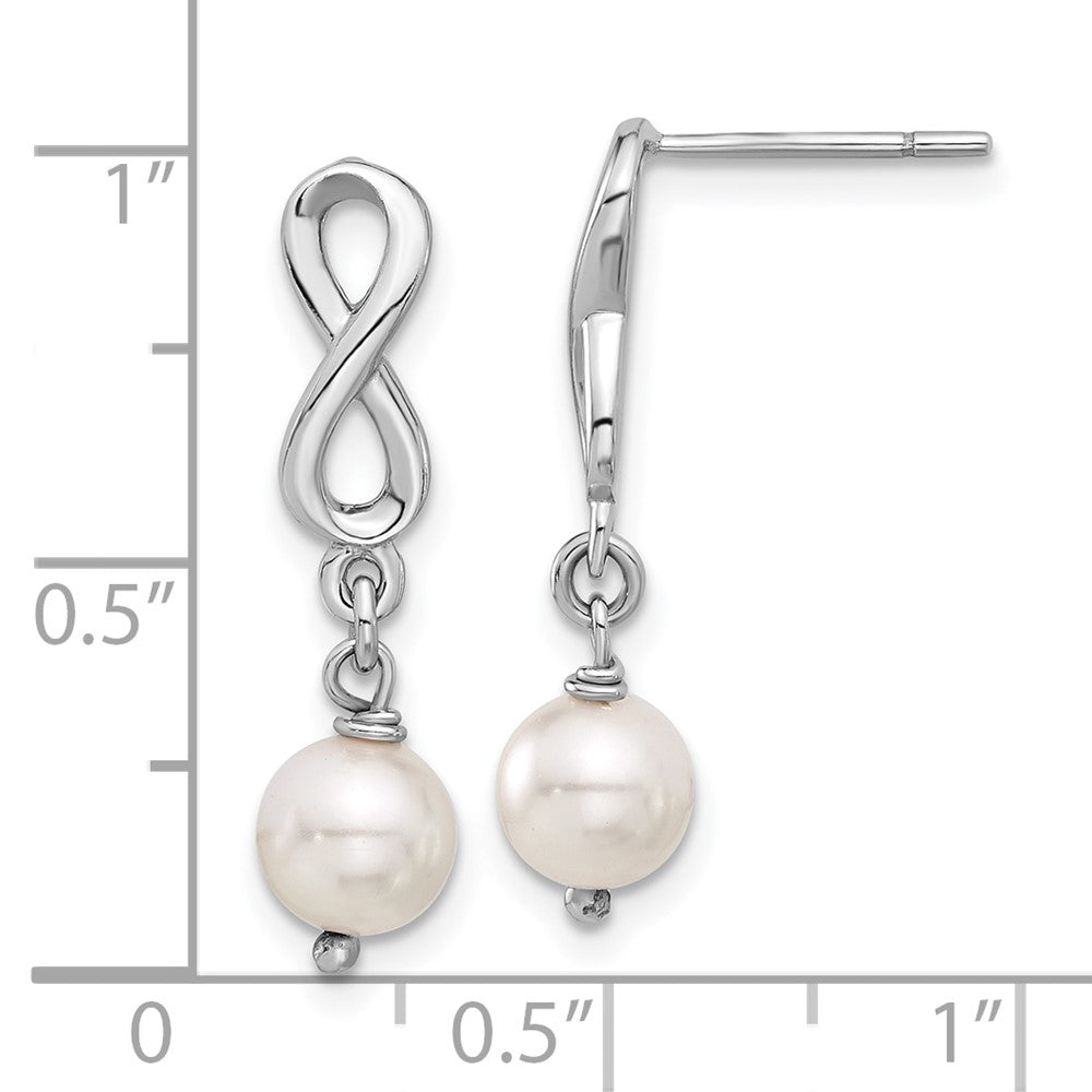 Sterling Silver Swarovski Pearl Infinity Dangle Post Earrings