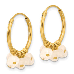 Yellow Gold-plated Sterling Silver White Moonstone Endless Hoop Earrings