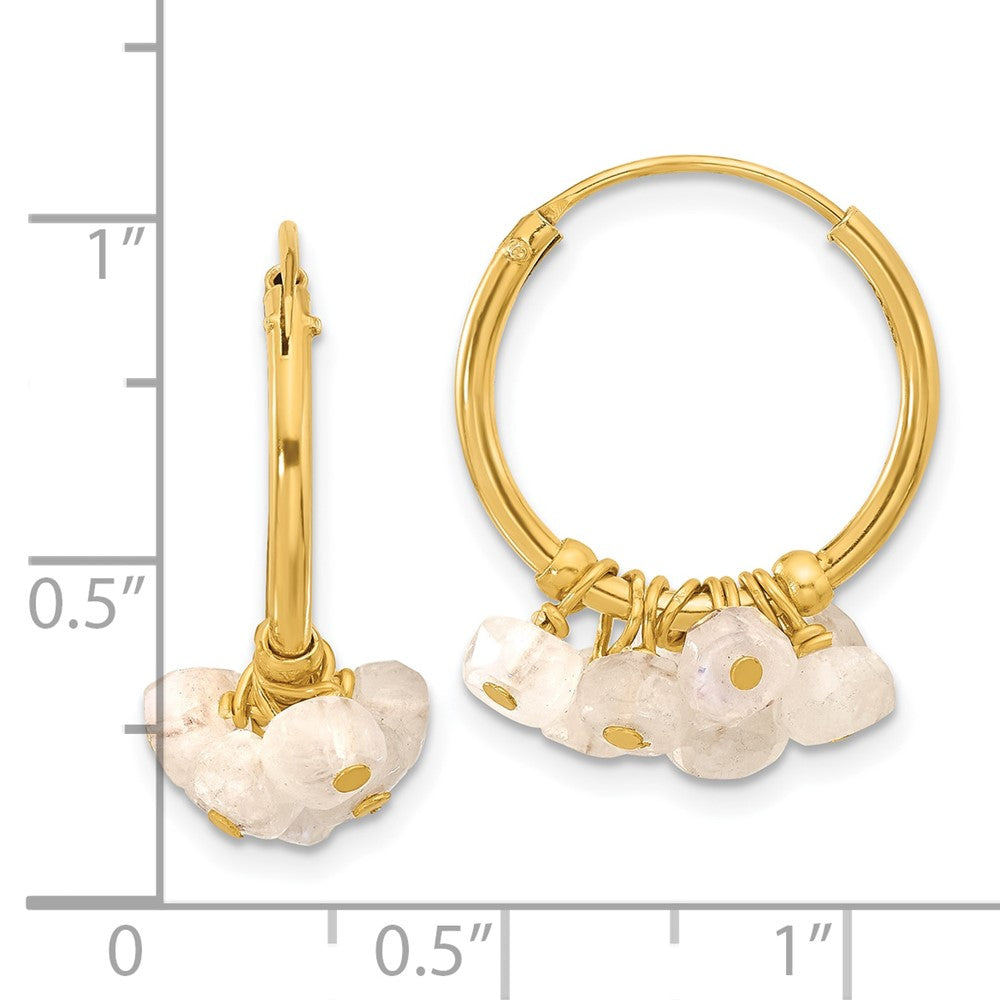 Yellow Gold-plated Sterling Silver White Moonstone Endless Hoop Earrings
