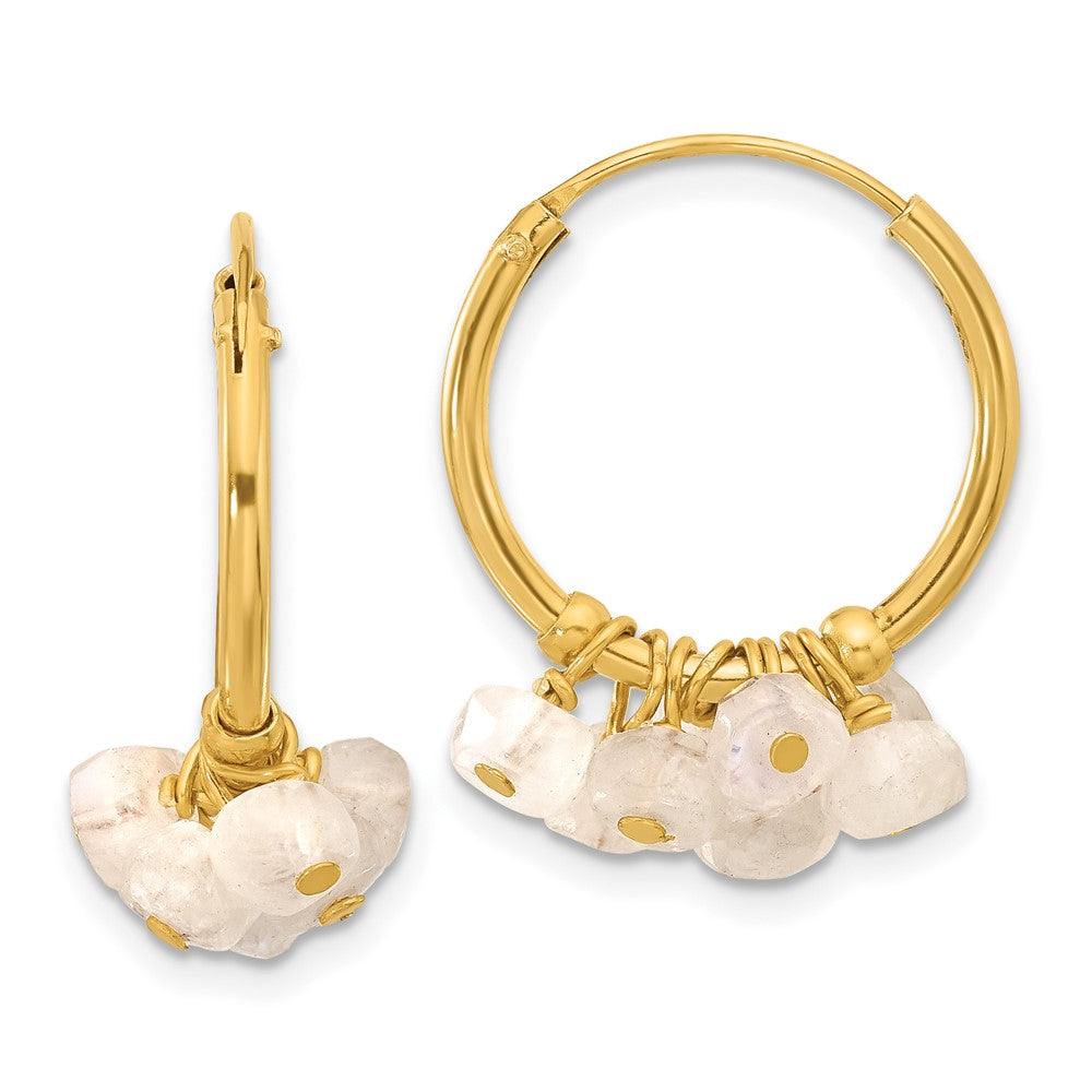 Yellow Gold-plated Sterling Silver White Moonstone Endless Hoop Earrings