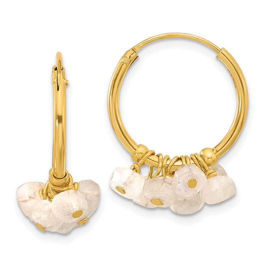 Yellow Gold-plated Sterling Silver White Moonstone Endless Hoop Earrings