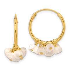 Yellow Gold-plated Sterling Silver White Moonstone Endless Hoop Earrings