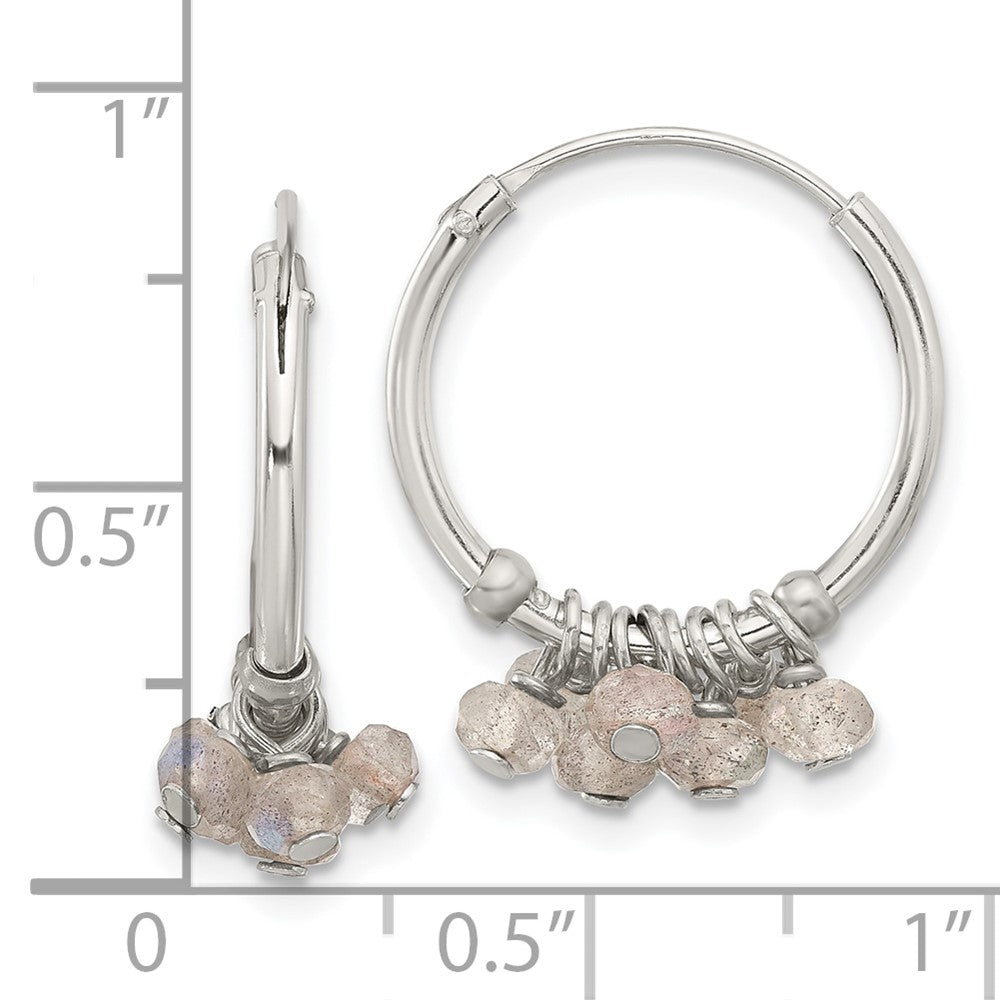 Sterling Silver Labradorite Beaded Endless Hoop Earrings