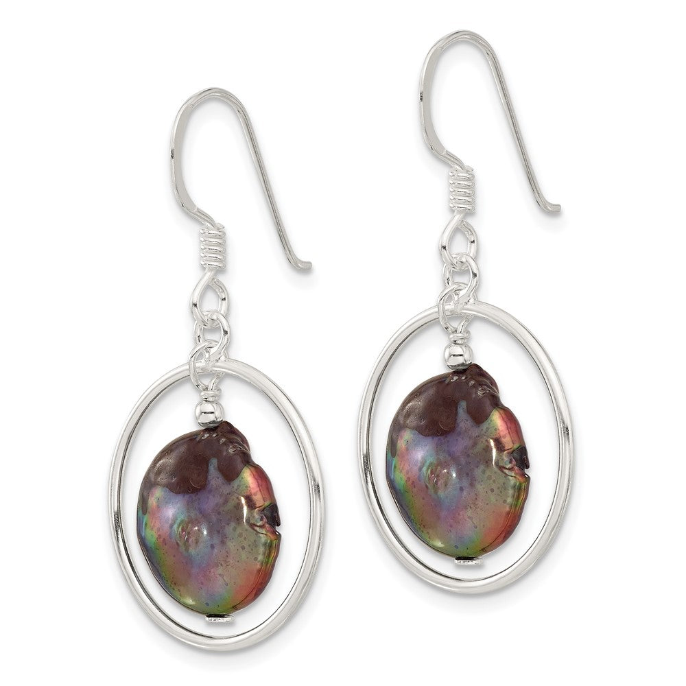 Sterling Silver Grey FWC Pearl Shepherd Hook Earrings