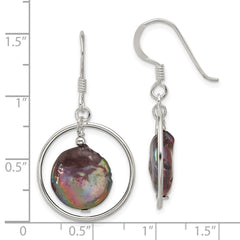 Sterling Silver Grey FWC Pearl Shepherd Hook Earrings