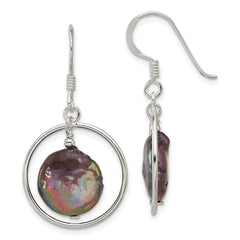 Sterling Silver Grey FWC Pearl Shepherd Hook Earrings