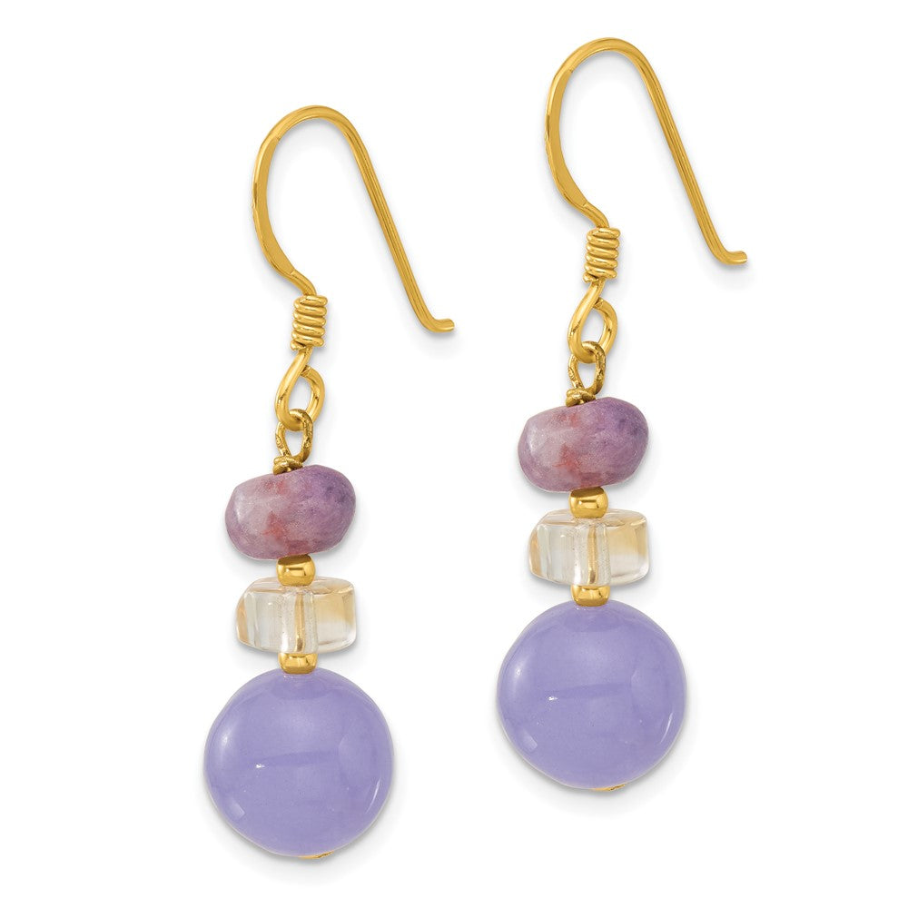 Yellow Gold-plated Sterling Silver Ametrin, Charoite and Quartz Earrings