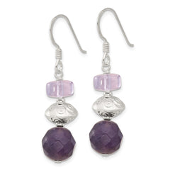 Sterling Silver Amethyst and Ametrine Shepherd Hook Earrings