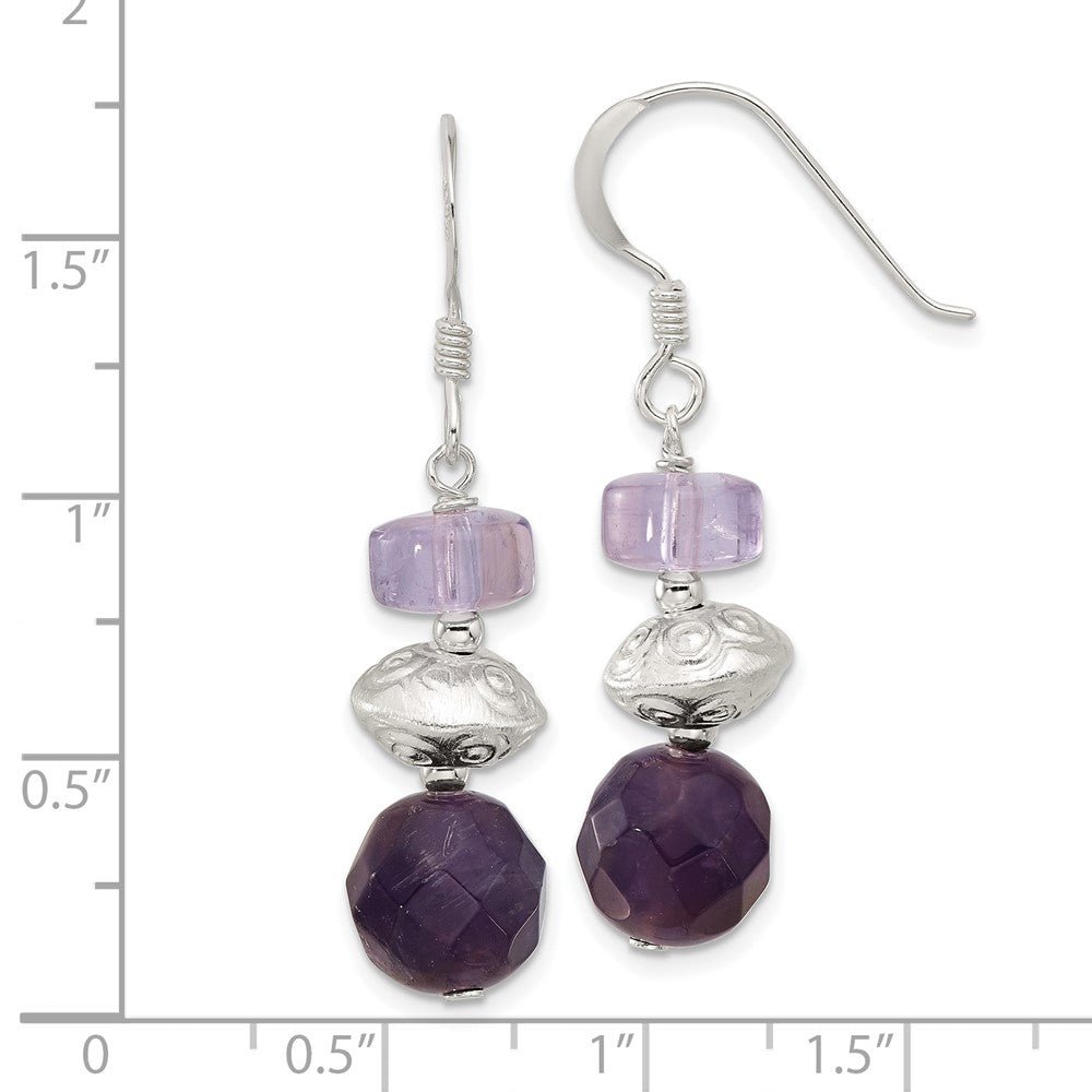 Sterling Silver Amethyst and Ametrine Shepherd Hook Earrings