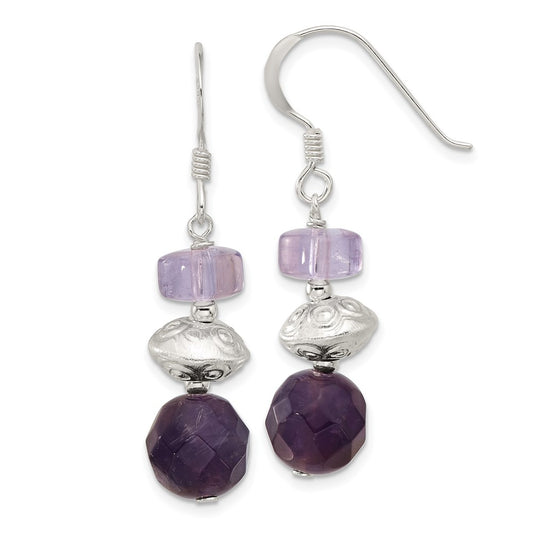 Sterling Silver Amethyst and Ametrine Shepherd Hook Earrings
