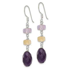 Sterling Silver Amethyst and Ametrine Dangle Shepherd Hook Earrings