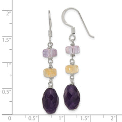 Sterling Silver Amethyst and Ametrine Dangle Shepherd Hook Earrings