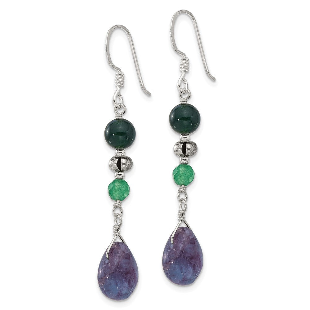 Sterling Silver Aventurine, Fluorite, Quartz Shepherd Hook Earrings