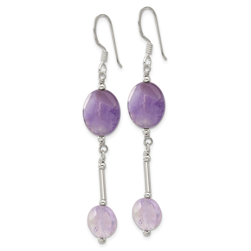 Sterling Silver Amethyst Dangle Shepherd Hook Earrings