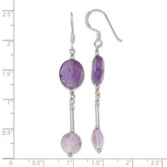 Sterling Silver Amethyst Dangle Shepherd Hook Earrings