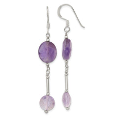 Sterling Silver Amethyst Dangle Shepherd Hook Earrings