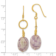 Yellow Gold-plated Sterling Silver Charoite Dangle Earrings