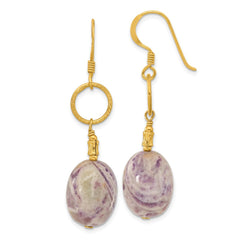 Yellow Gold-plated Sterling Silver Charoite Dangle Earrings