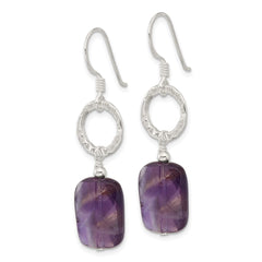 Sterling Silver Faceted Amethyst Dangle Shepherd Hook Earrings