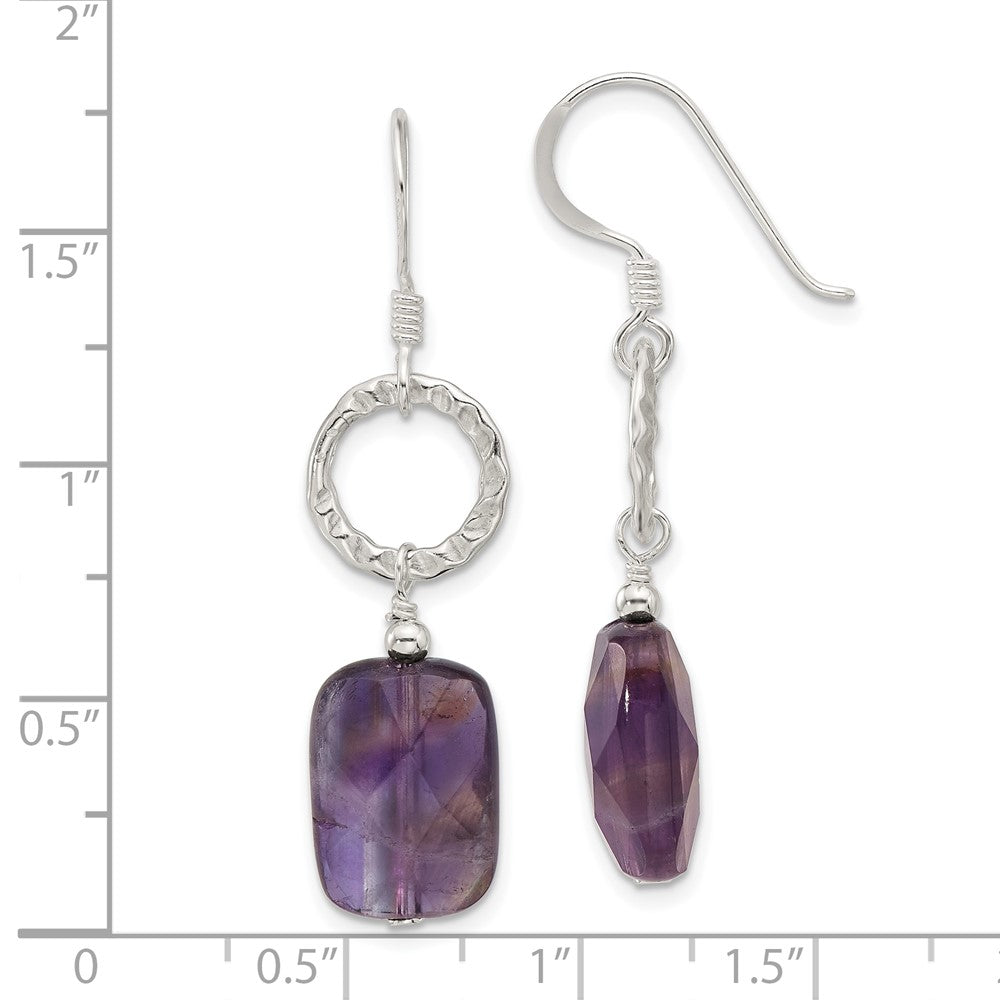 Sterling Silver Faceted Amethyst Dangle Shepherd Hook Earrings