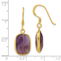 Yellow Gold-plated Sterling Silver Amethyst Dangle Earrings