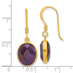 Yellow Gold-plated Sterling Silver Amethyst Dangle Earrings