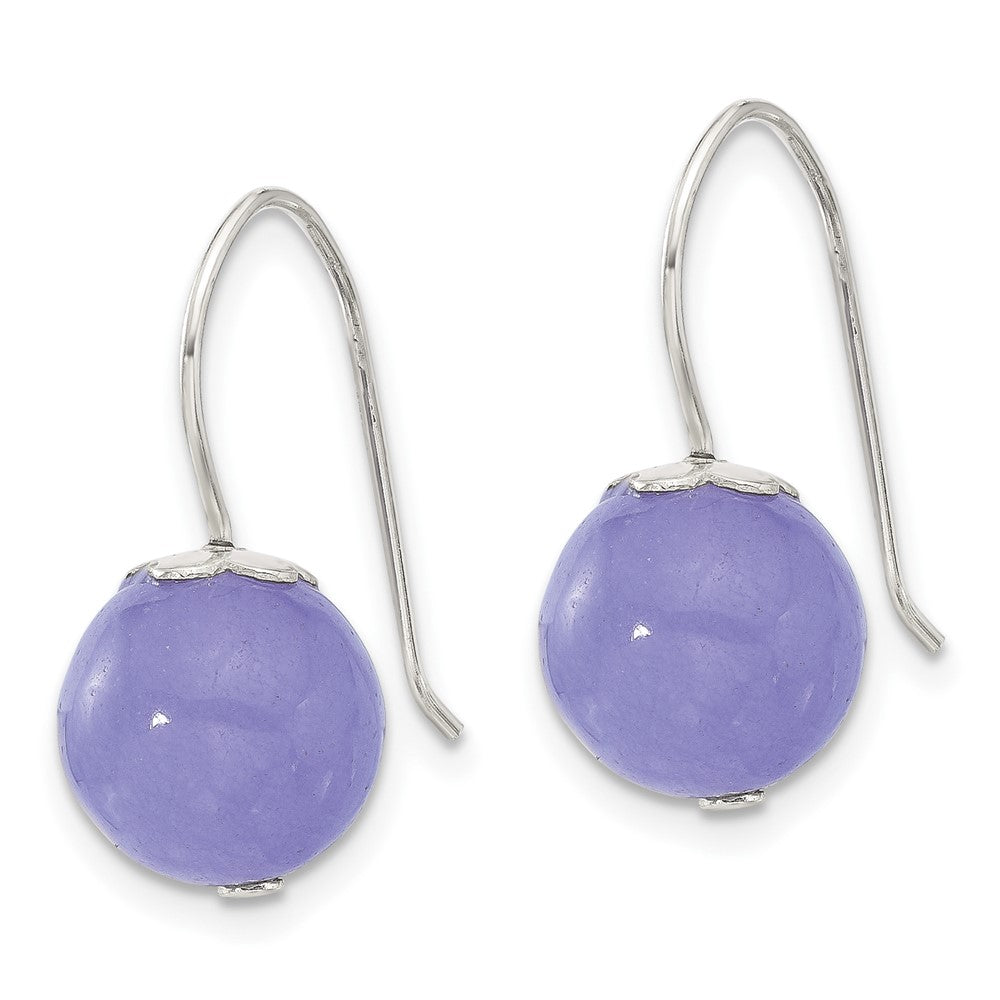 Sterling Silver 10mm Purple Jade Shepherd Hook Earrings