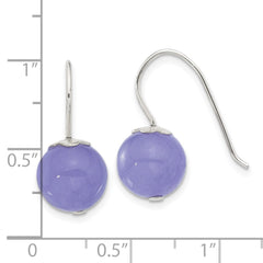 Sterling Silver 10mm Purple Jade Shepherd Hook Earrings