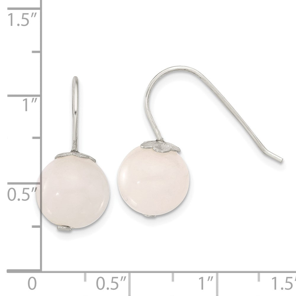 Sterling Silver 10mm Rose Quartz Shepherd Hook Earrings
