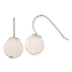Sterling Silver 10mm Rose Quartz Shepherd Hook Earrings